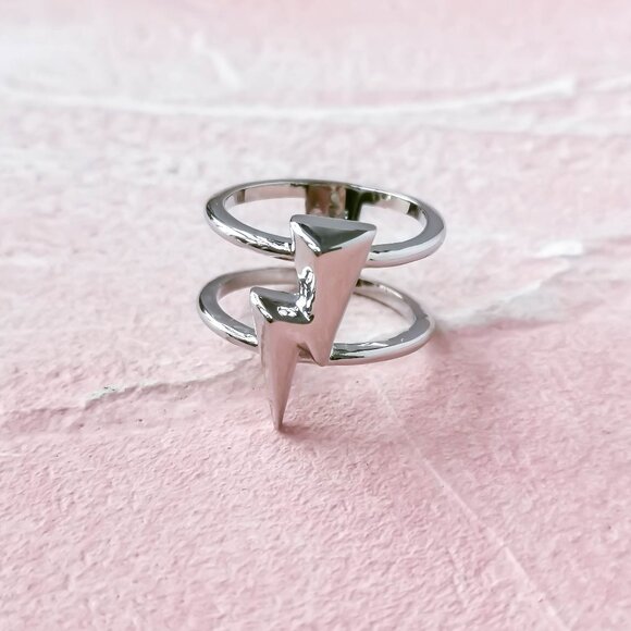 Kendra Scott Bolt Silver Double Band Ring #7 - Picture 1 of 3
